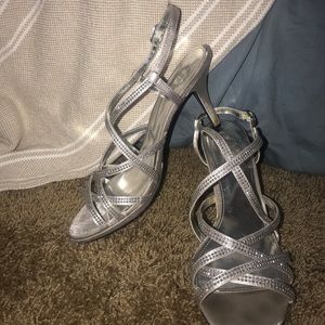 l.Miller silver two inch heels